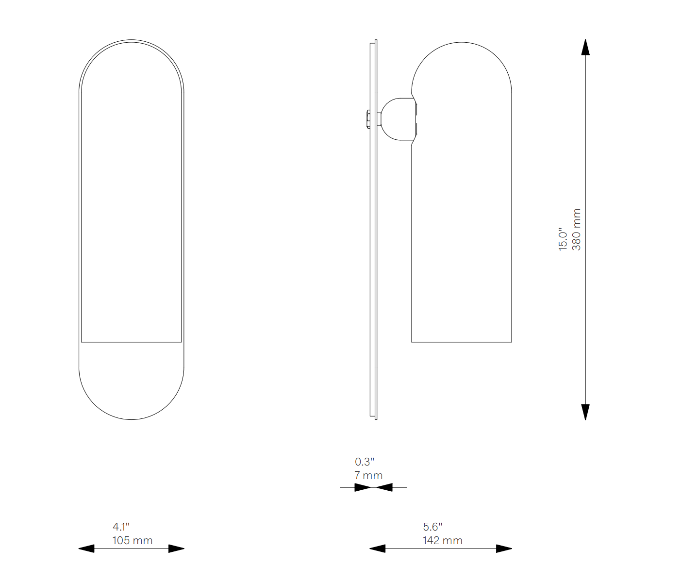 Schwung Odyssey LG Wall Light Technical Drawing
